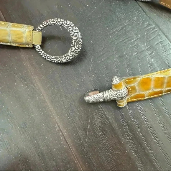 Vintage Brighton croc patent leather western latch belt Y2K boho 34 cowgirl - Picture 4 of 8